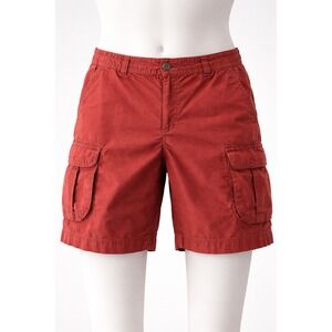 Outdoor Life Mens Red Cargo Shorts Elastic Waist Ripstop Hiking Utility Size L